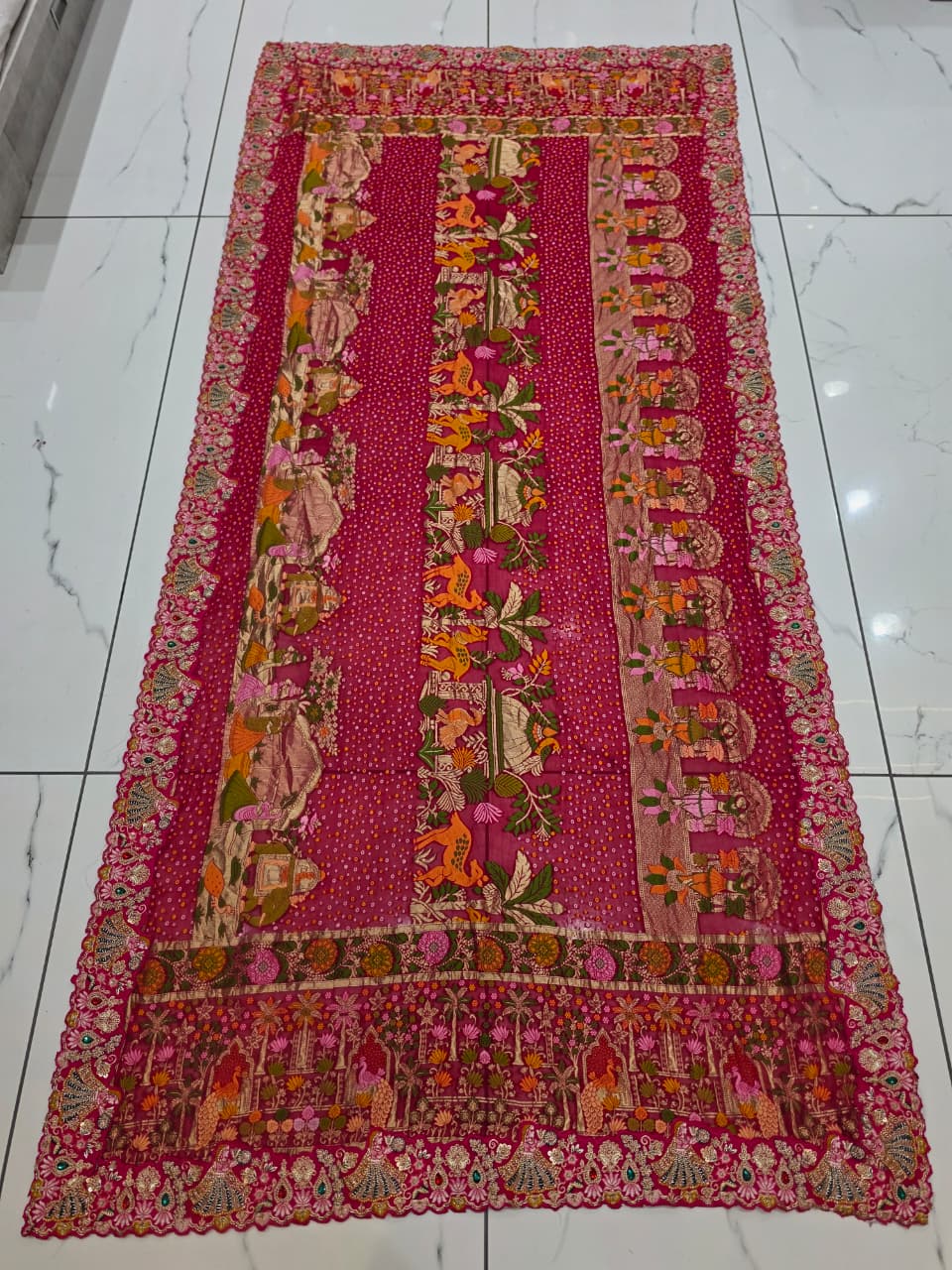 mina jorjet bordar work dupatta MJBWD008