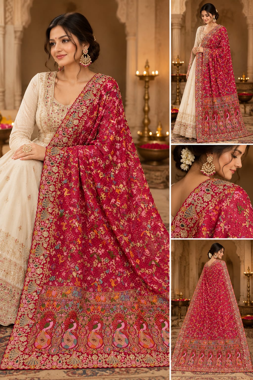 mina jorjet bordar work dupatta MJBWD004